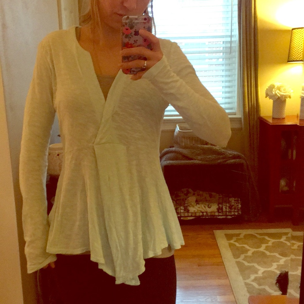 Anthropologie light blue/mint v-neck tunic top